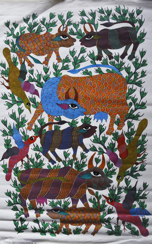 Handmade Gond Canvas Painting