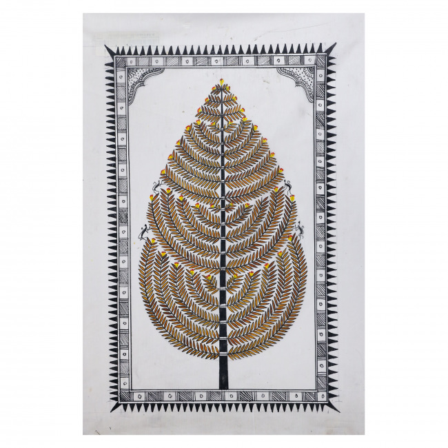 Handmade Saura Tassar Silk Painting Tree