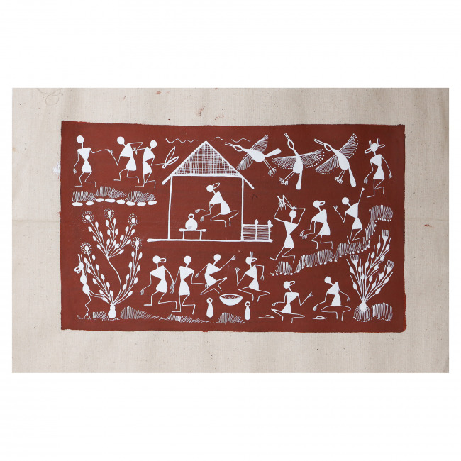 Handmade Warli Painting on Canvas