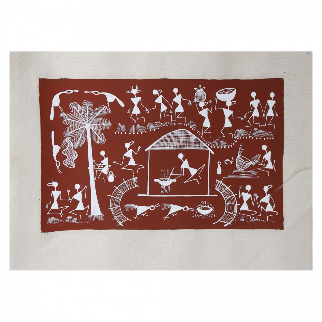 Handmade Warli Painting on Canvas