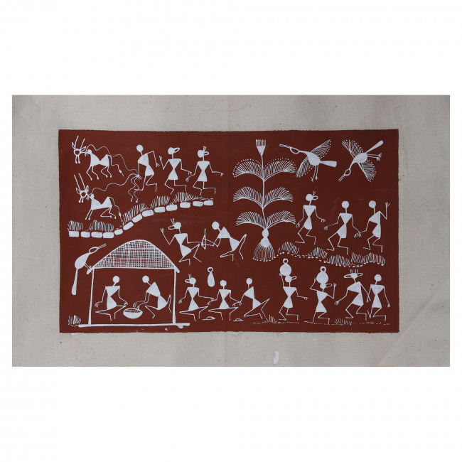 Handmade Warli Painting on Canvas