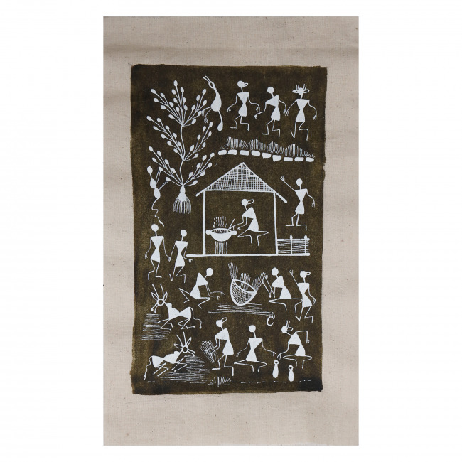 Handmade Warli Painting on Canvas