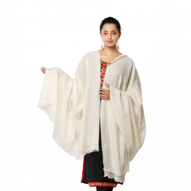 Handwoven Sheep Woolen White Shawl