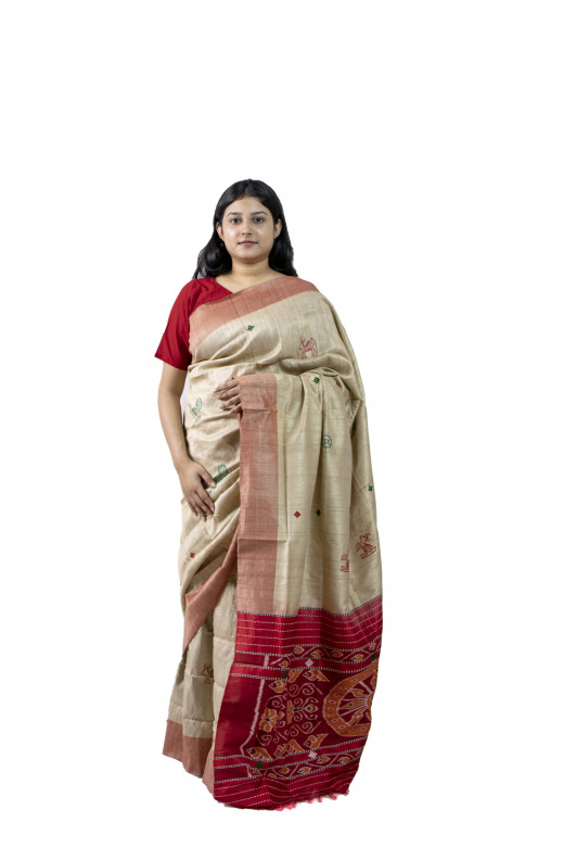 Handwoven Multicolor Tussar Saree
