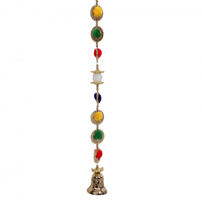 Tribes India Multicolor Pom Pom Latkans Hanging with Bells