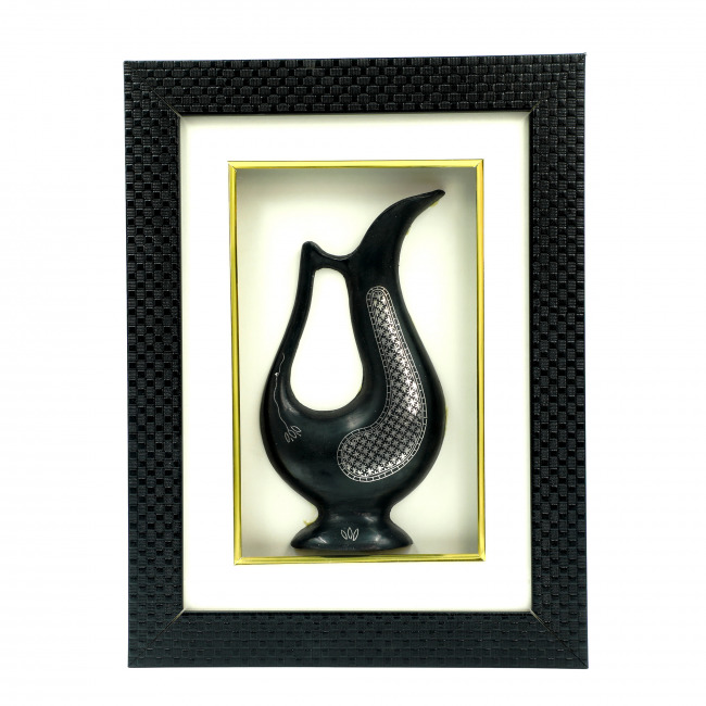 Handcrafted Bidriware Jug Sheet Frame – Silver Inlay (Tarkashi) Wall Art from Bidar | Tribes India