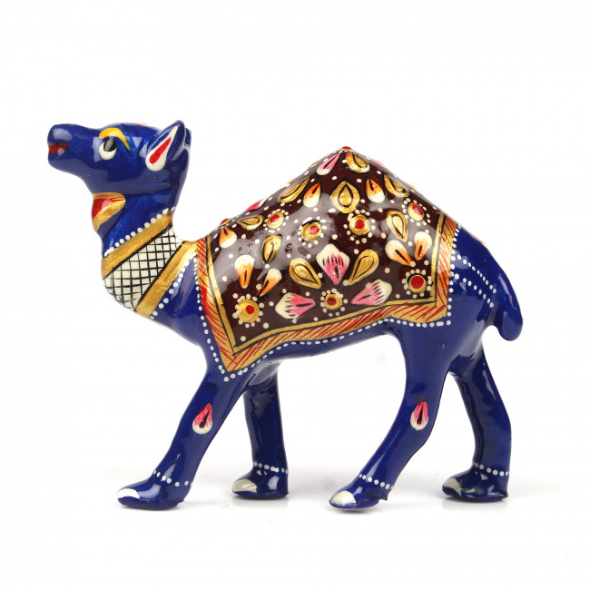 Tribes India Maroon Metal Meenakari Camel Statue (7 CM)