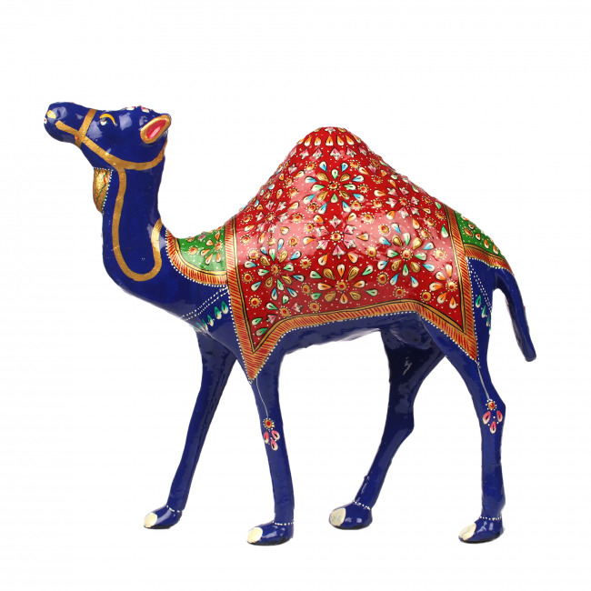 Tribes India Red Metal Meenakari Camel Statue (28 CM)