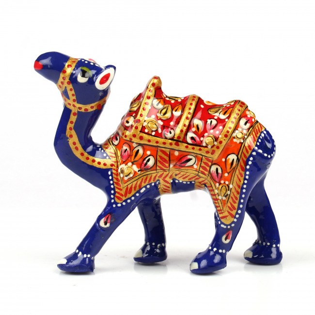 Tribes India Red Metal Meenakari Camel With Seat Statue (7 CM)