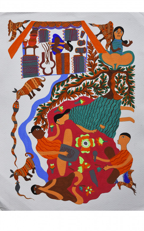 Handmade Gond Paper Painting