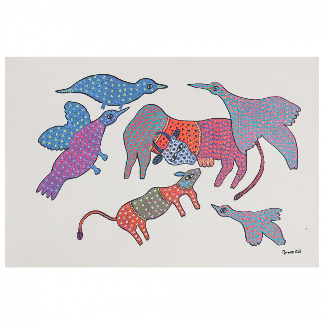Handmade Gond Paper Painting – Traditional Tribal Folk Art from India | Tribes India