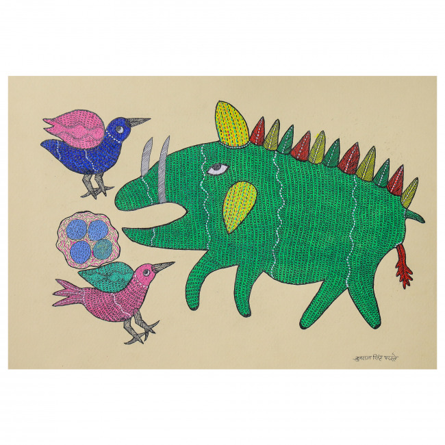 Handmade Gond Paper Painting