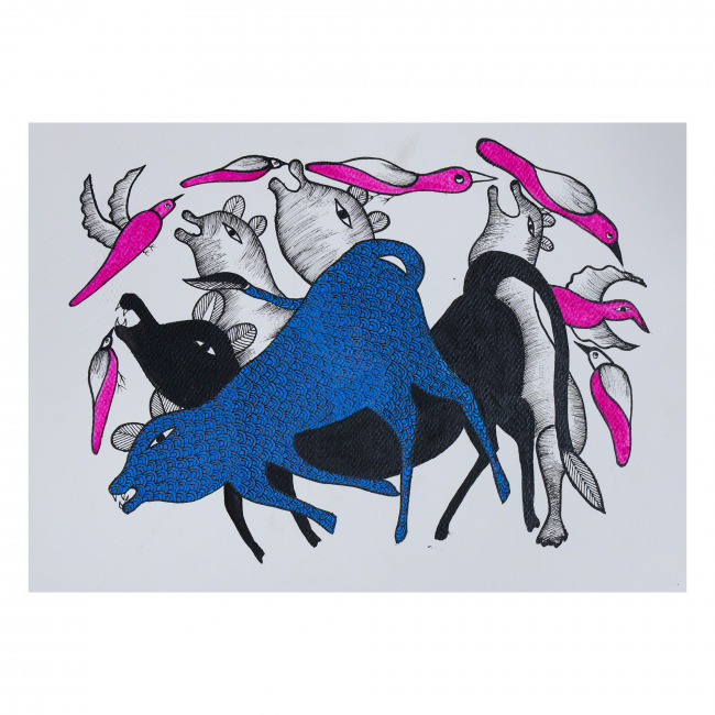 Handmade Gond Paper Painting – Traditional Tribal Folk Art from India | Tribes India