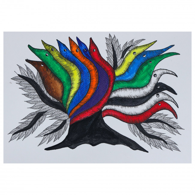 Handmade Gond Paper Painting – Traditional Tribal Folk Art from India | Tribes India