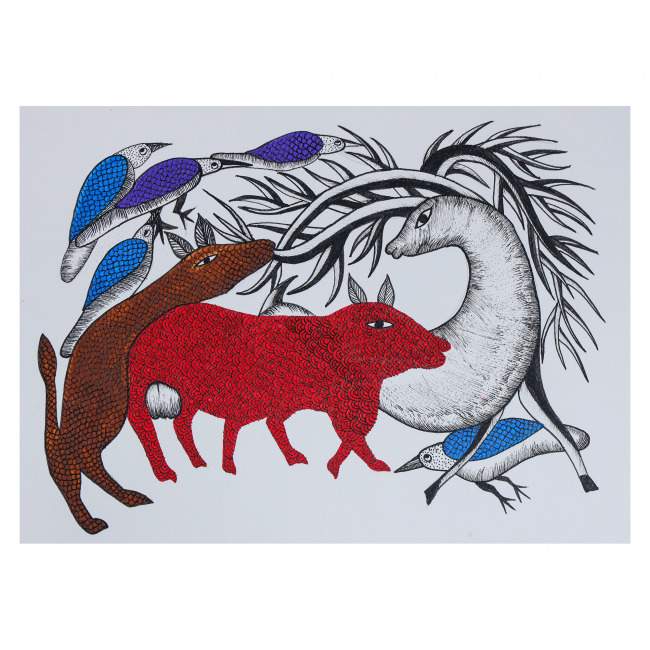 Handmade Gond Paper Painting – Traditional Tribal Folk Art from India | Tribes India