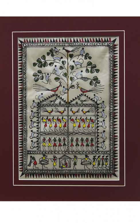 Handmade Tussar Painting with mount