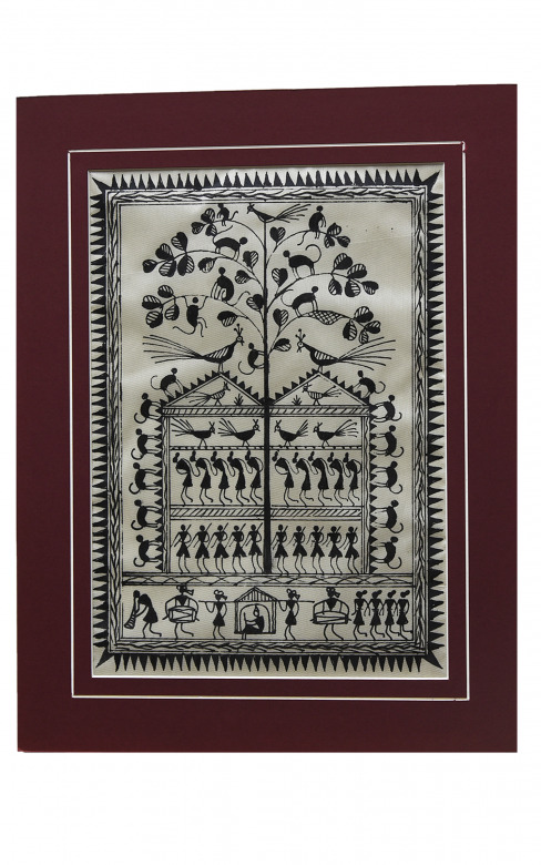 Handmade Tussar Painting with mount