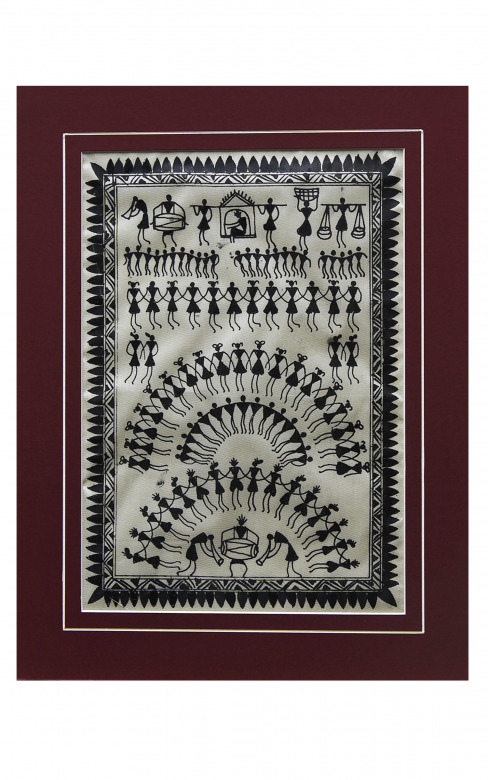 Handmade Tussar Painting with mount