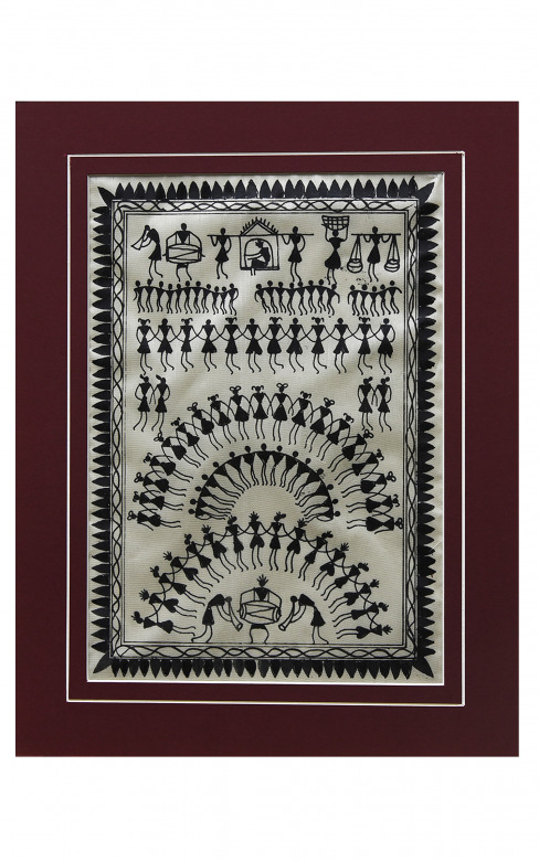 Handmade Tussar Painting with mount