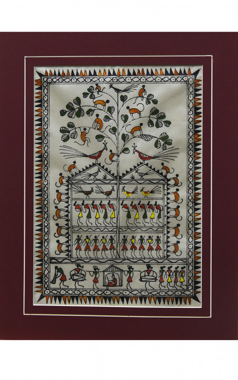 Handmade Tussar Painting with mount