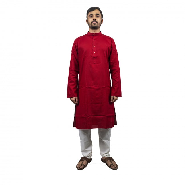 Cotton Linen Kurta & Pyjama Set - 44