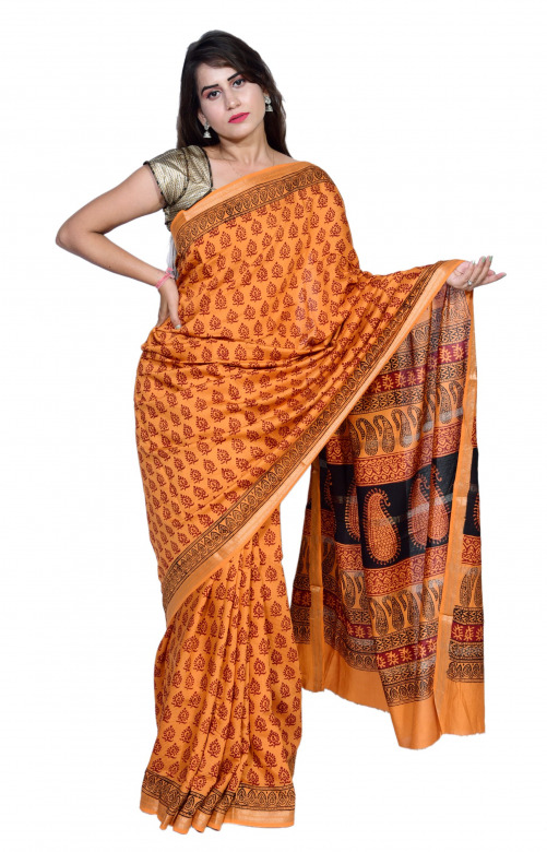 Tribes India Bagh Maheshwari Cotton Silk Saree