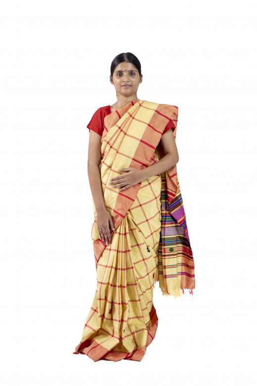 Handwoven Yellow Tussar Saree