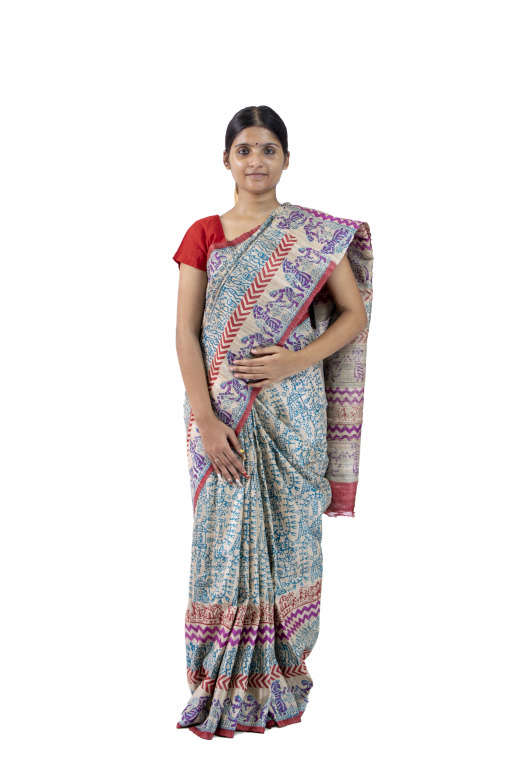 Handwoven Multicolor Tussar Saree