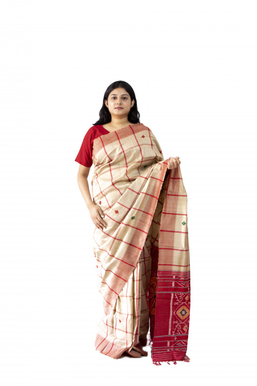 Handwoven Multicolor Tussar Saree