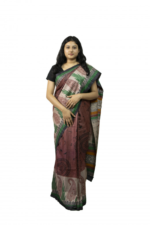 Handwoven Multicolor Tussar Saree