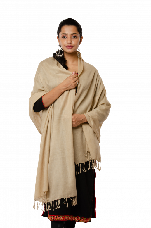 Handwoven Plain Wool Cream Stole