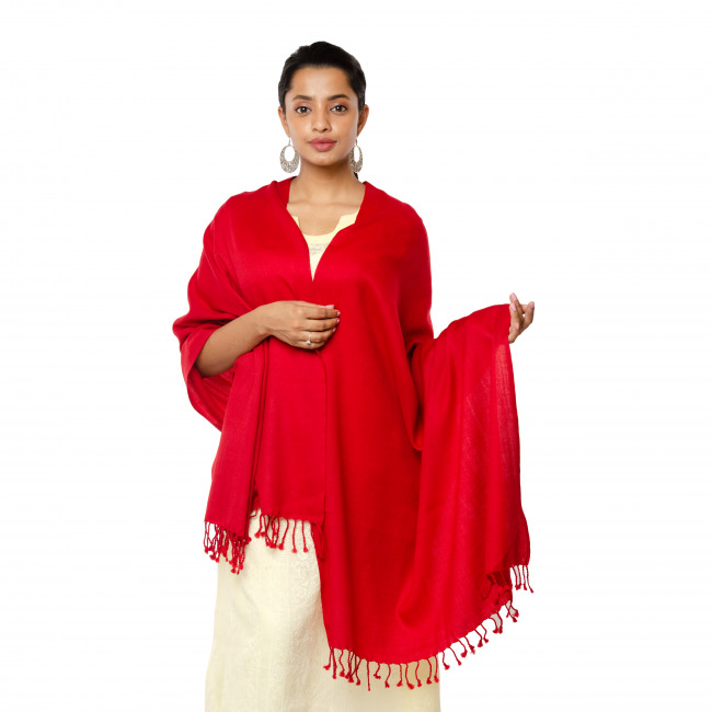 Handwoven Plain Wool Maroon Stole