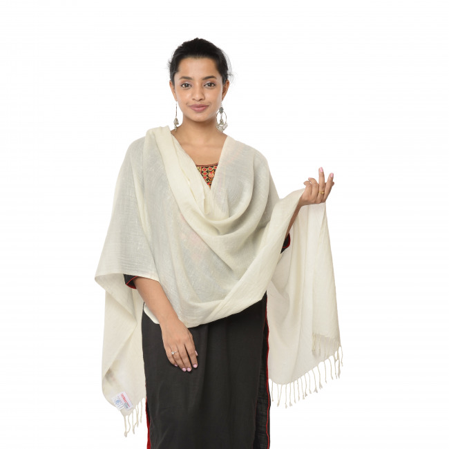 Handwoven (Angora Woolen) White Stole
