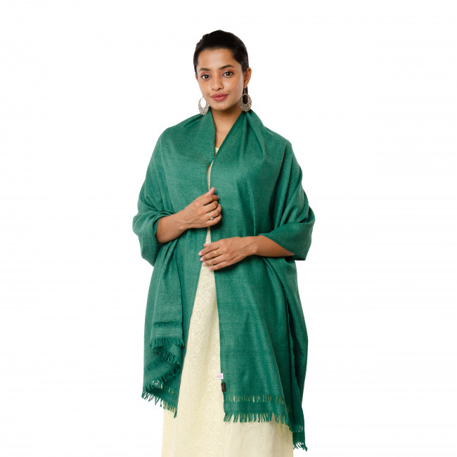 Handwoven Angora Silk Green Stole