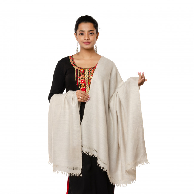 Handwoven Pashmina Off White Shawl