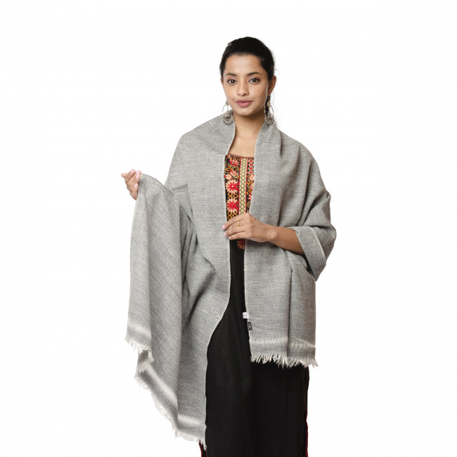 Handwoven Angora Plain Gray Stole