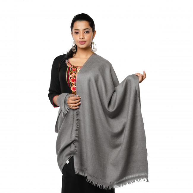 Handwoven Angora Silk Grey Stole