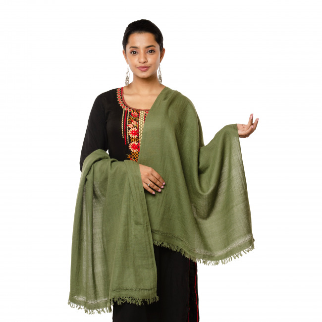 Handwoven Pure Wool Mehendi Stole