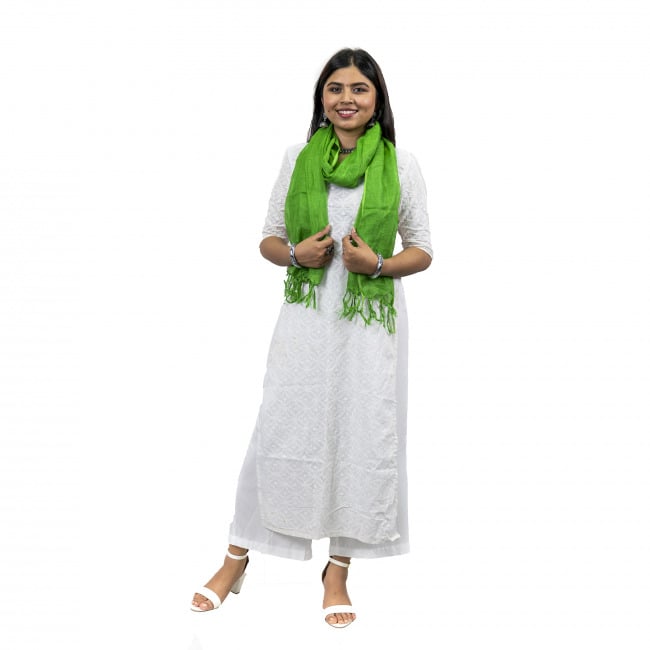 Tribes India Linen Green Color Stole