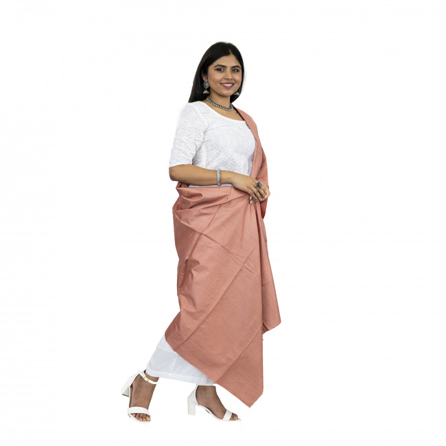 Handwoven Tassar Cotton Plain Brown Color Dupatta