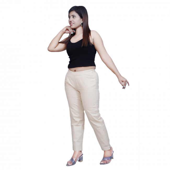 Tribes India Hand Embroidered Brown Narrow Pant