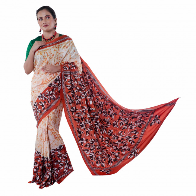 Handwoven Printed Tussar Saree
