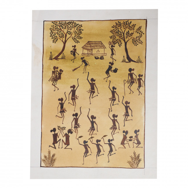 Handcrafted Canvas Kurumba Painting (15*12 Inches)