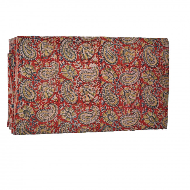 Tribes India Kalamkari Dress Material Marron with Flowers