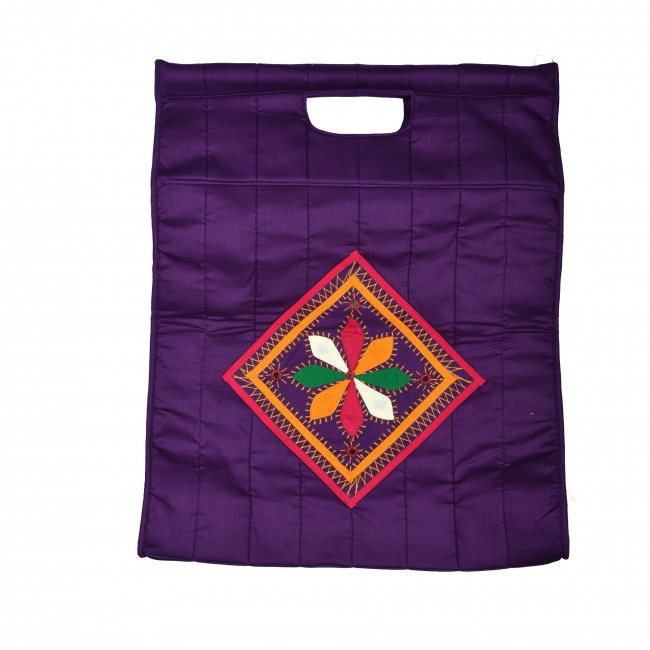 Tribes India Handmade Banjara Reusable Shopping/Grocery Bag Violet Color