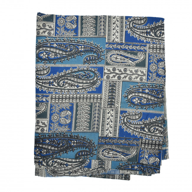 Tribes India Kalamkari Dress Material Blue Color with Flowers (1 Meter)
