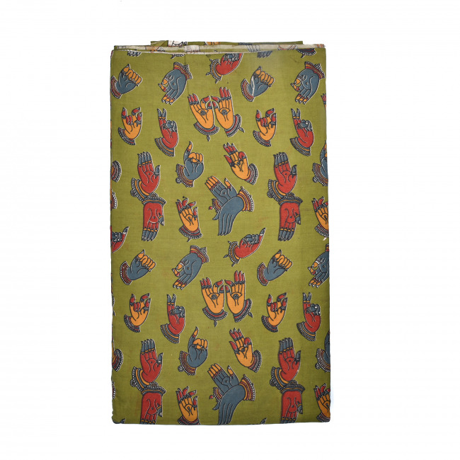 Tribes India Kalamkari Dress Material Mehndi Color