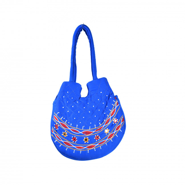 Tribes India Banjara Mini Pot Bag 6 X 5 Blue Color