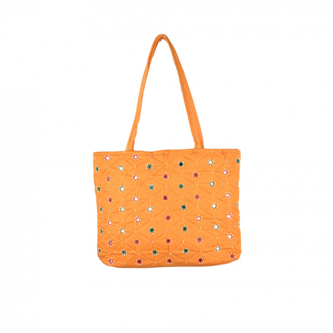 Tribes India Banjara Mirror Beads Bag 12X10 Maroon Color