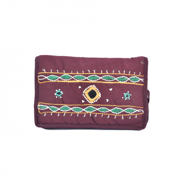 Tribes India Banjara Purse With Mobile Case 12 X 18 CM Maroon Color
